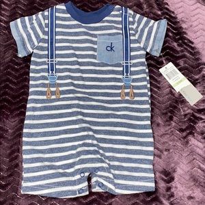 Calvin Klein Striped Logo Romper (baby boys)